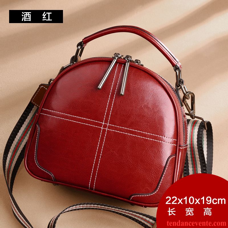 Sac À Main Femme Cire D'huile All-match Nouveau Le Nouveau Cuir Véritable Mode Marron