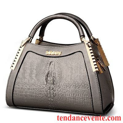 Sac À Main Femme Cuir Mode Atmosphère Crocodile Modèle Sac De Messager Cuir De Vache Bleu