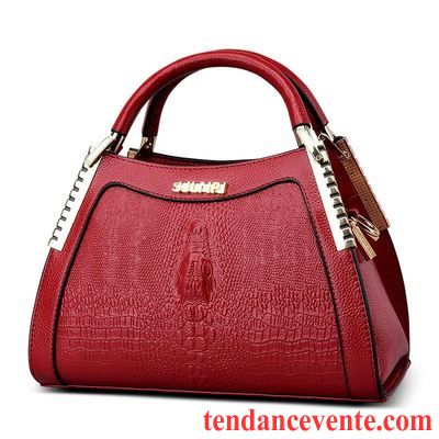 Sac À Main Femme Cuir Mode Atmosphère Crocodile Modèle Sac De Messager Cuir De Vache Bleu