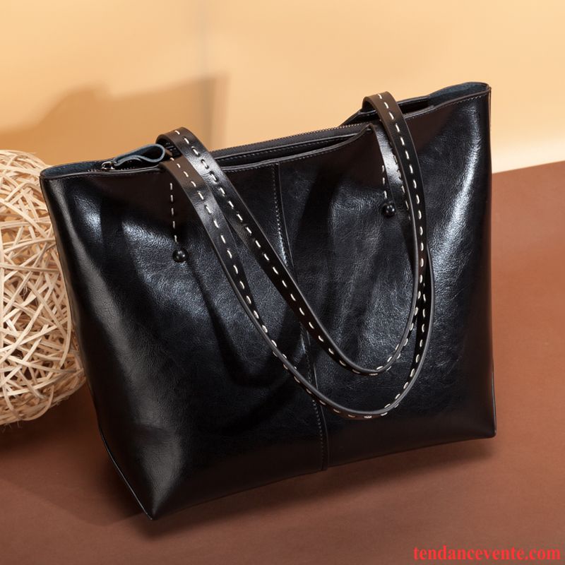 Sac À Main Femme Le Nouveau Achats Simple Cuir Véritable Grande Capacité Mallette Marron