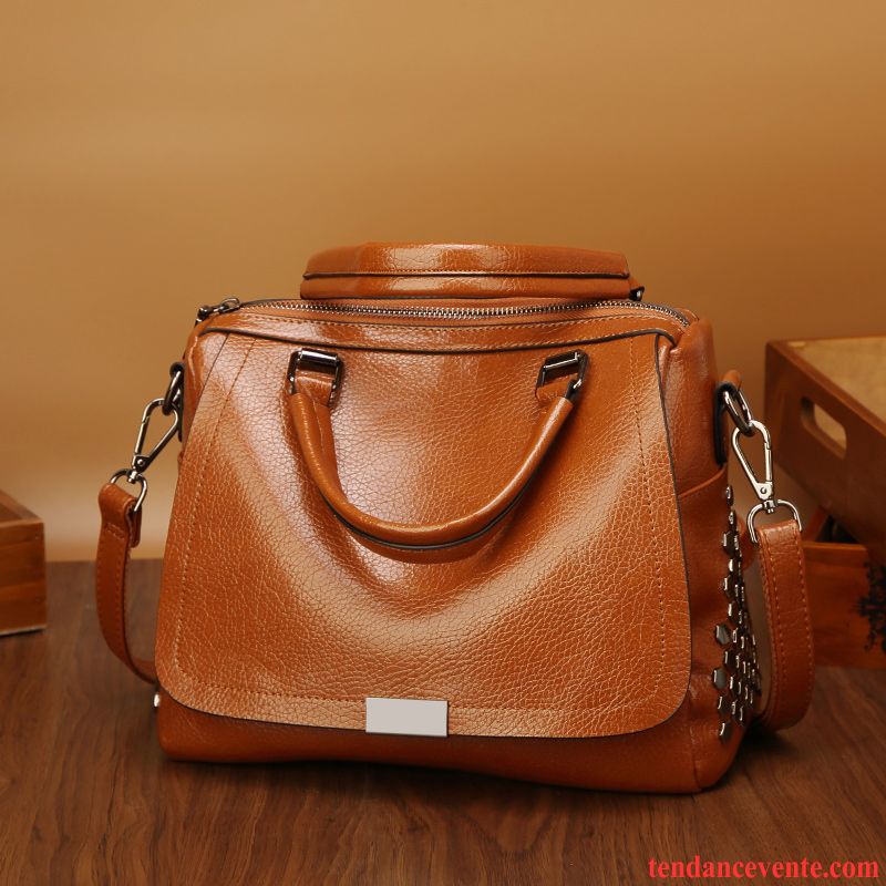 Sac À Main Femme Oreiller Cuir De Vache All-match Cuir Véritable Le Nouveau Peau Douce Marron