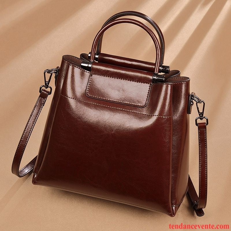 Sac À Main Femme Sac De Messager Portable Tendance Sacs À Bandoulière Cuir Véritable All-match Bordeaux