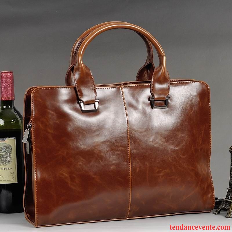 Sac À Main Homme La Coupe Transversale Tendance Le Nouveau Rétro Entreprise Mallette Marron