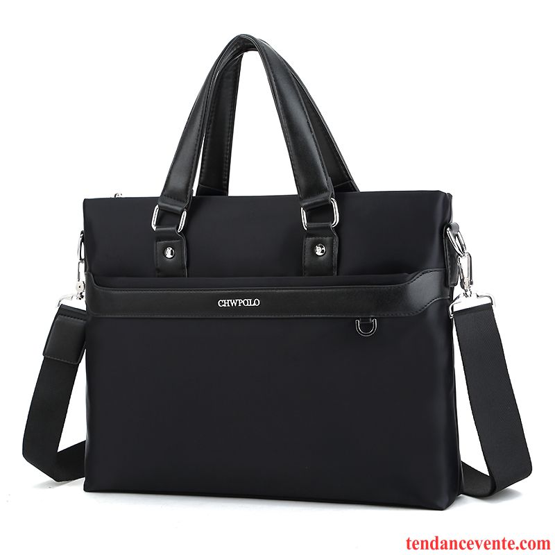 Sac À Main Homme Loisir Sac D'ordinateur Portable Toile Entreprise Tissu Oxford Ensemble De Fichiers Noir