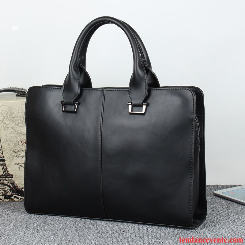 Sac À Main Homme Sacs À Bandoulière Entreprise Mallette Mode Pu Cuir Loisir Noir