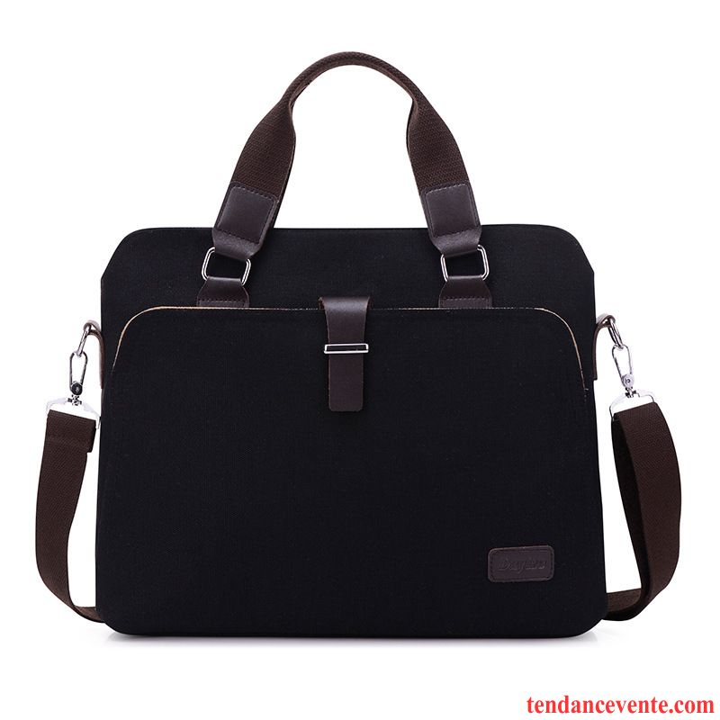 Sac À Main Homme Toile Mode Mallette Simple Portable Loisir Noir