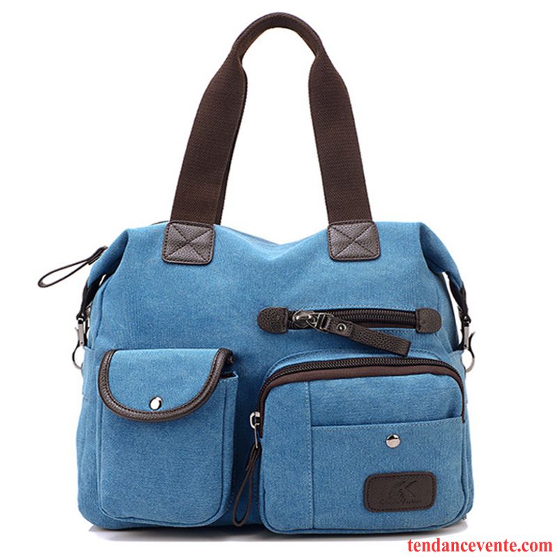 Sac À Main Homme Toile Sac À Dos Étudiant Nylon Entreprise Loisir Bleu