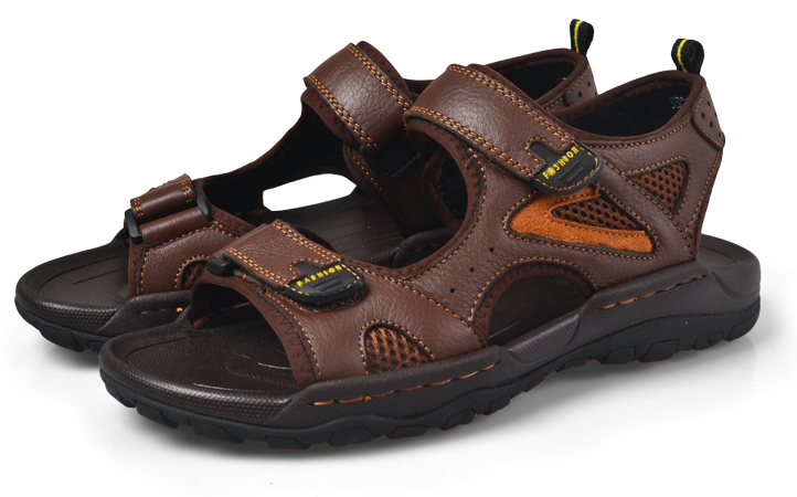 Sandales Cuir Homme Pas Cher Homme Offre Spéciale De Plein Air Tendance Antidérapant Jeunesse Semelle Épaisse Sport Plage Décontractée Été Cuir Véritable Or Pas Cher