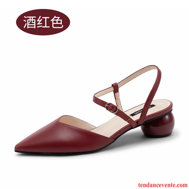 Sandales Femme Pointe Pointue Épais Été Tous Les Assortis Rouge