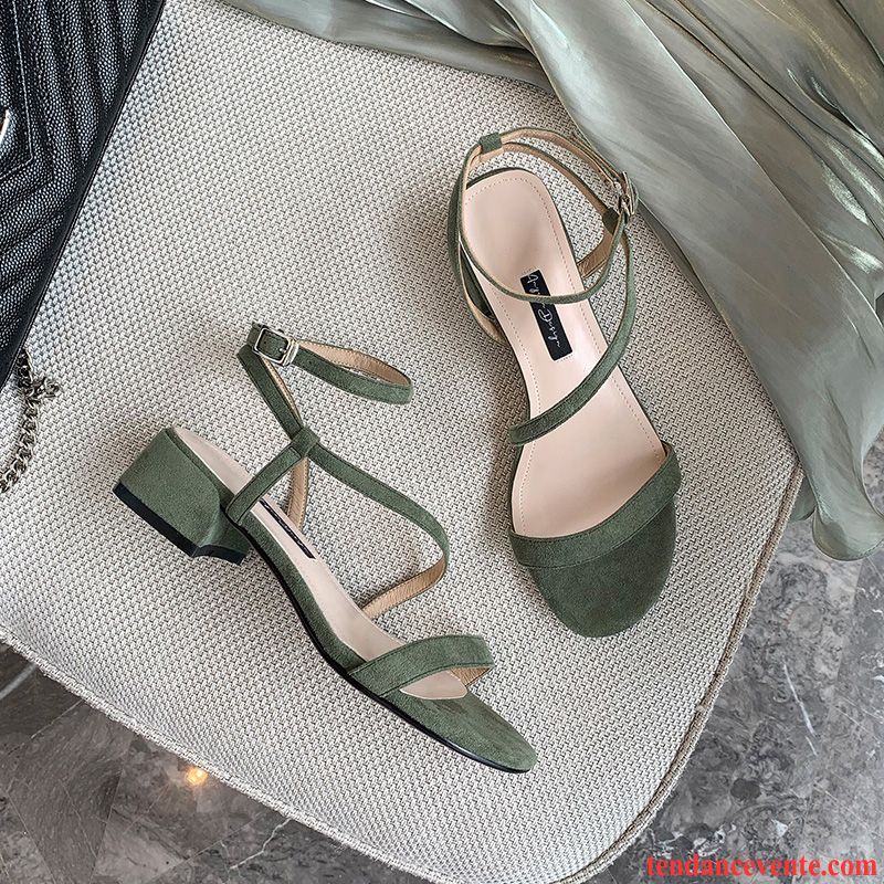 Sandales Femme Tous Les Assortis Tendance Épais Rome Été Rouge Vert