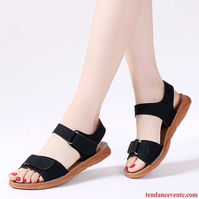 Sandales Femme Été Semelle Doux Étudiant Mode Tendance Antidérapant Marron