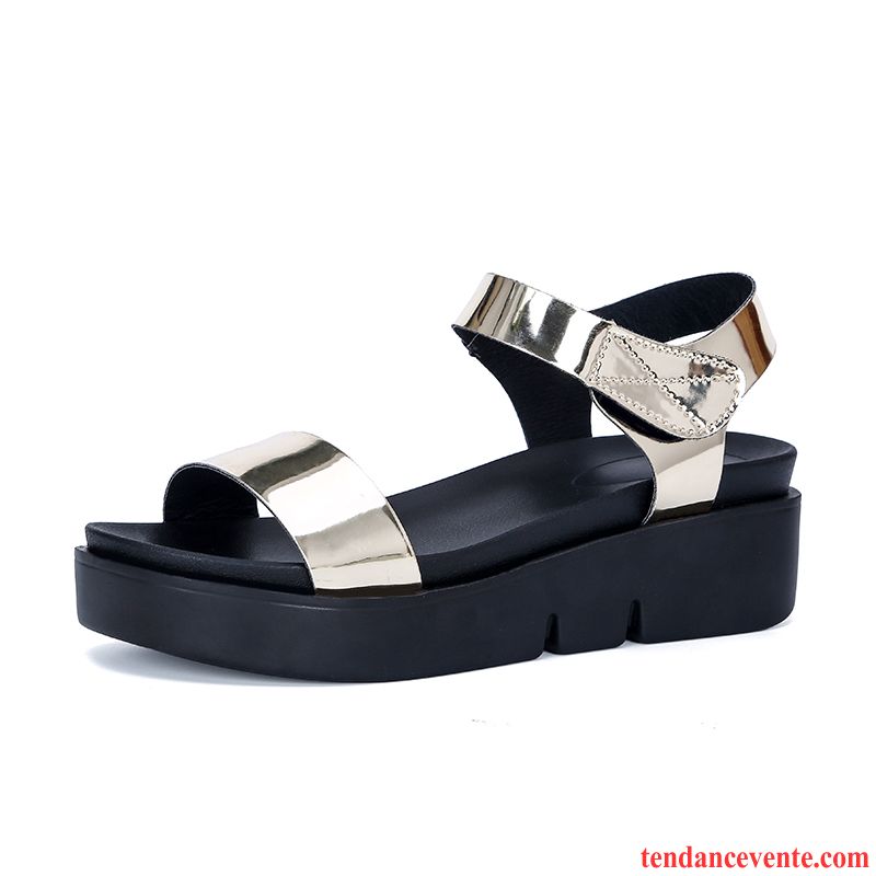 Sandales Femme Été Tous Les Assortis Flats Augmenté Étudiant Plates Noir