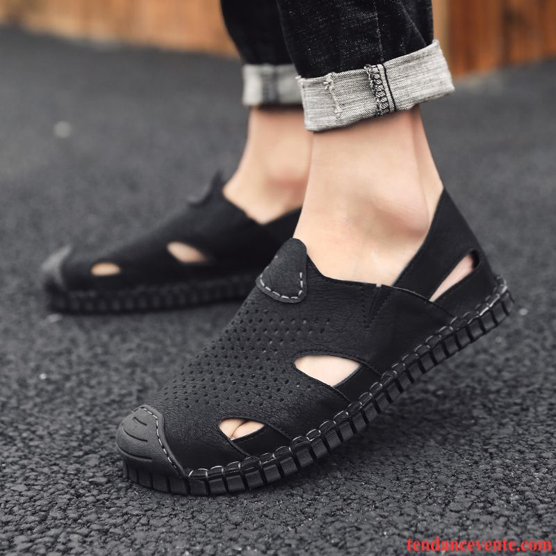 Sandales Homme Antidérapant Chaussons Été Tendance Plage Noir