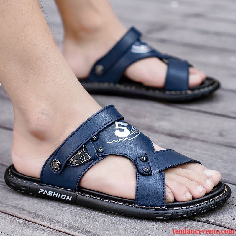 Sandales Homme Antidérapant Décontractée Chaussons Tendance Plage Été Blanc