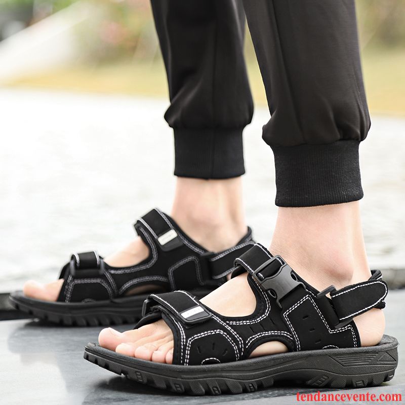 Sandales Homme Décontractée Taillissime Chaussons De Plein Air Tendance Été Noir