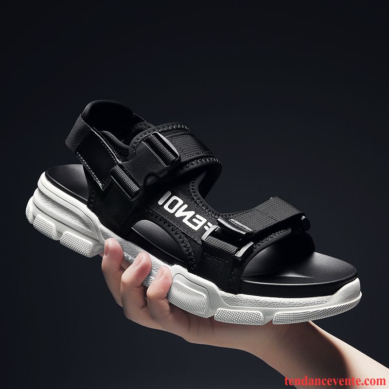 Sandales Homme Jeunesse Plage Sport Tous Les Assortis Tendance Été Noir