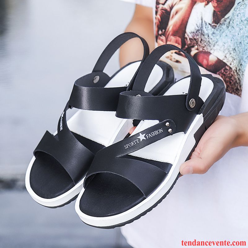 Sandales Homme Plage Été Mode Personnalité Tendance Chaussons Noir