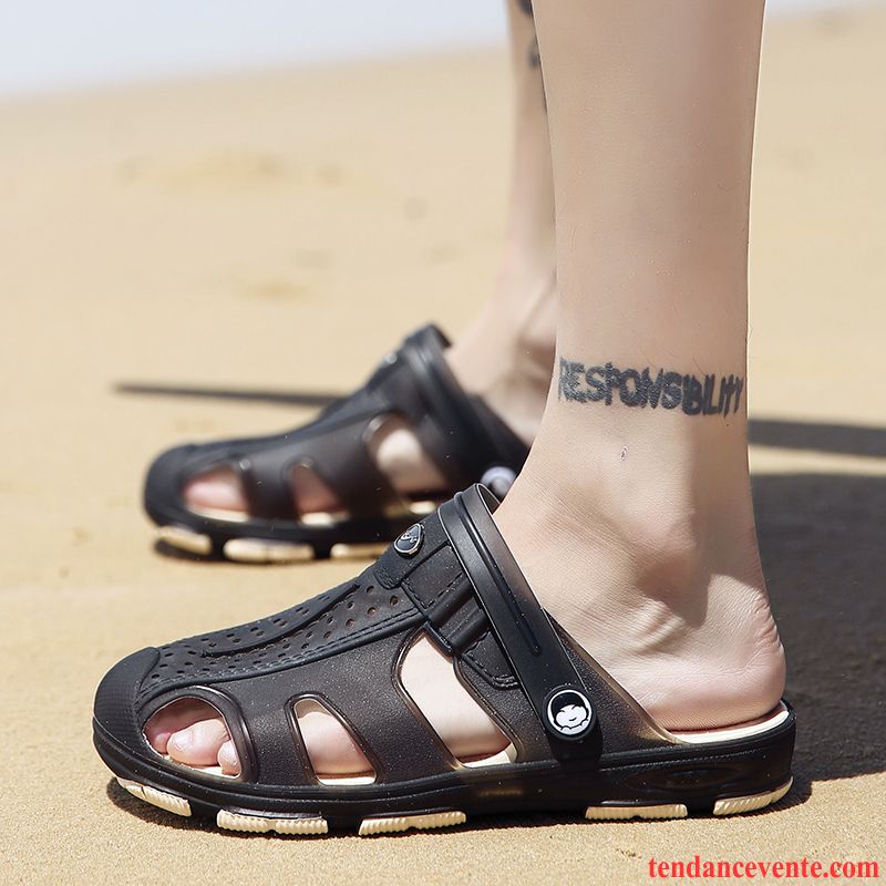 Sandales Homme Tendance Personnalité Plage Chaussons Été Décontractée Brun