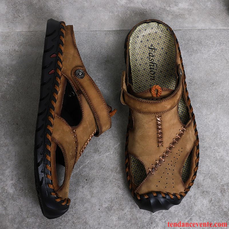 Sandales Homme Été Chaussons Taillissime Antidérapant Tendance Plage Brun
