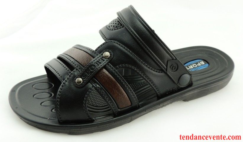 Sandales Mode Homme Pas Cher En Cuir Caoutchouc Homme Gros Porter Été Imperméable Antidérapant Chaussons Plage Blé Pas Cher