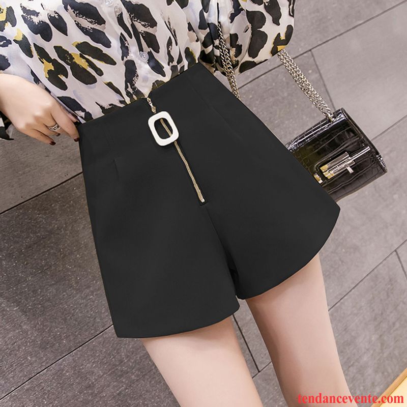 Shorts Femme Forme Haute Cintrée Mince Tous Les Assortis Shorti A Lettre Outwear Noir