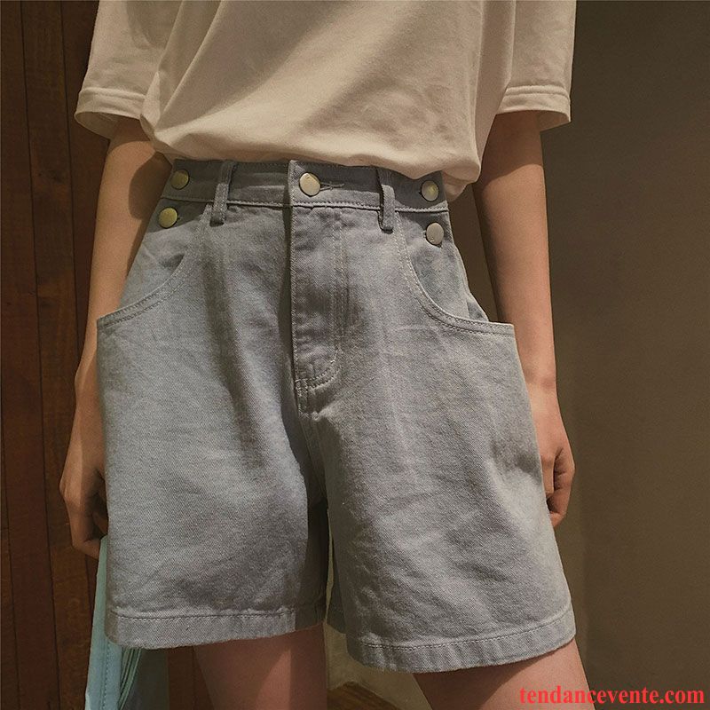 Shorts Femme Mince Baggy Pantalons Forme Haute Cintrée Tous Les Assortis Été Blanc