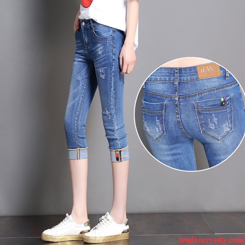Shorts Femme Shorti Jeans Légère Slim Mince Pantalons Coupés Bleu Marin