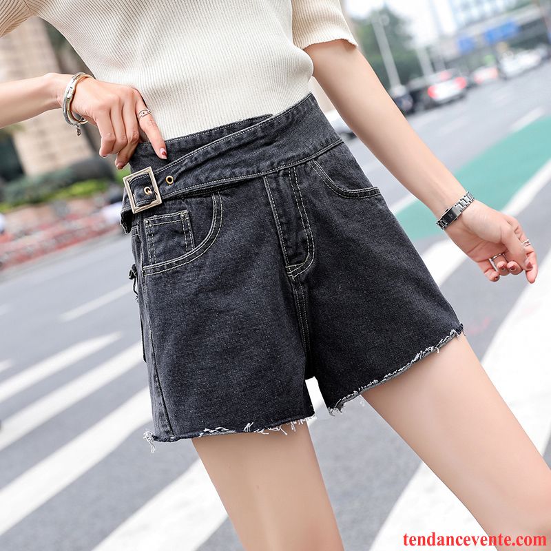 Shorts Femme Shorti Mince Printemps Tendance Été Forme Haute Cintrée Noir Rouge Gris