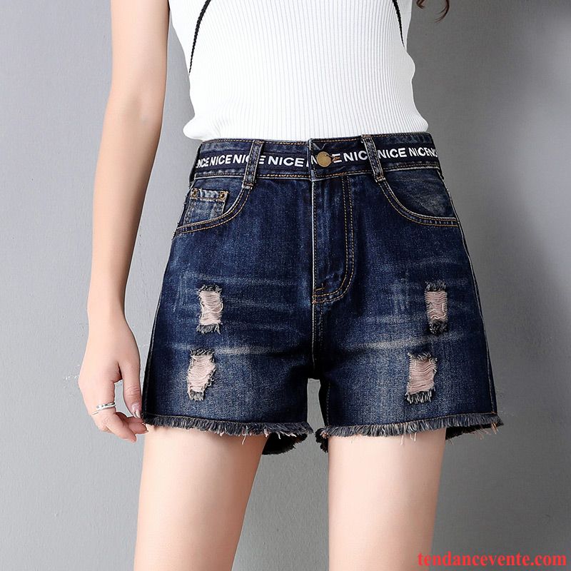 Shorts Femme Été Mince Shorti Des Trous Dans Les Jeans Outwear Baggy Bleu Clair