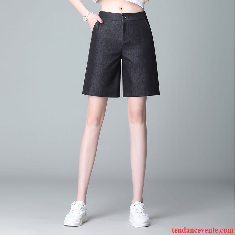 Shorts Femme Été Shorti Taillissime Légère Forme Haute Cintrée Baggy Bleu