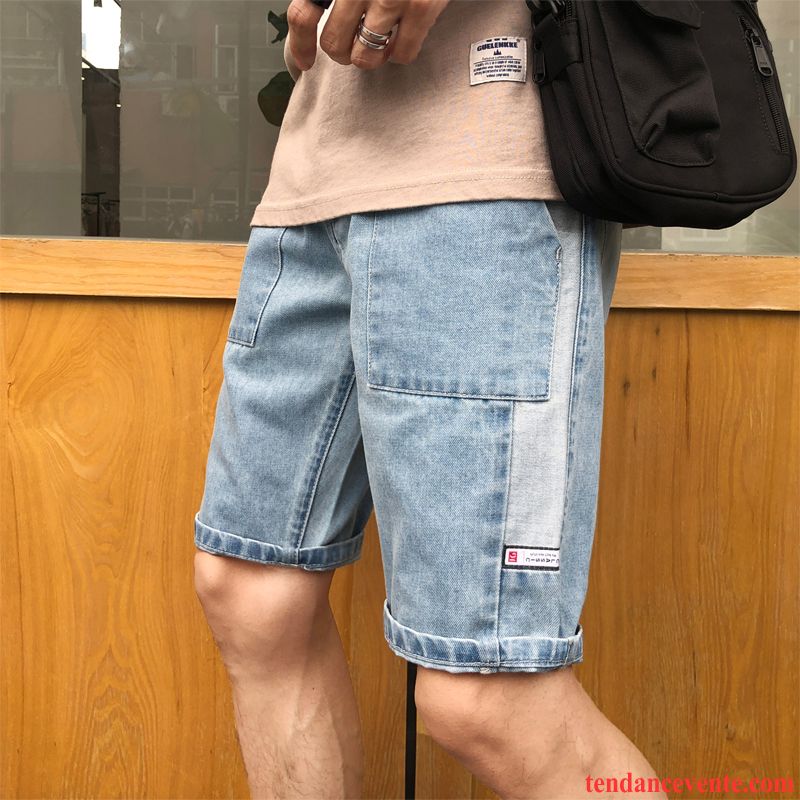 Shorts Homme Baggy Tendance Shorti Été Troués Légère Bleu