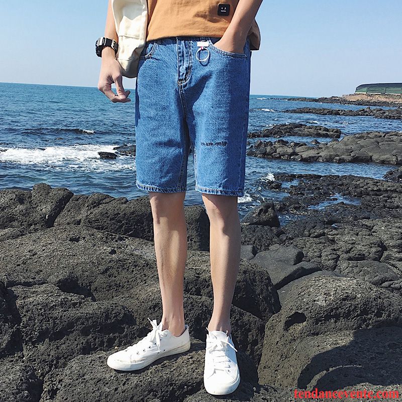 Shorts Homme Des Trous Dans Les Jeans Tendance Baggy Shorti Été Légère Blanc Noir