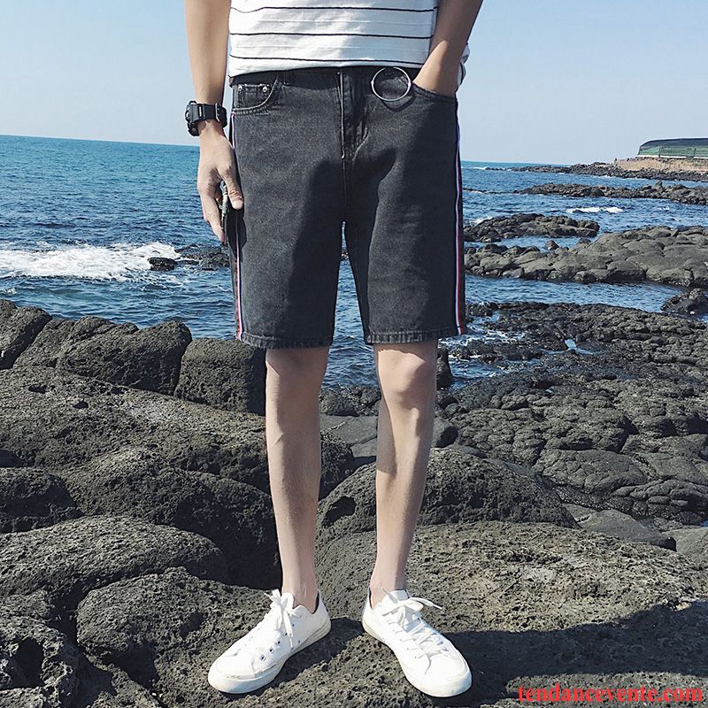 Shorts Homme Des Trous Dans Les Jeans Tendance Baggy Shorti Été Légère Blanc Noir