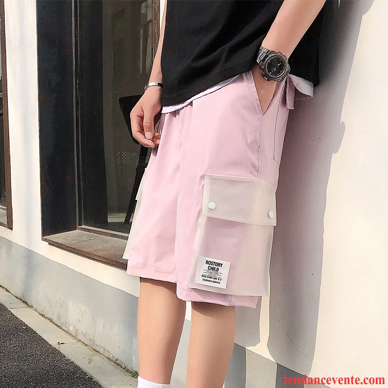 Shorts Homme Décontractée Sport Jeunesse Été Pantalon Shorti Rose