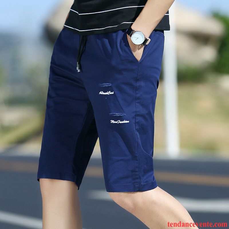 Shorts Homme Décontractée Été Coton Bio Tendance Baggy Légère Blanc Clair