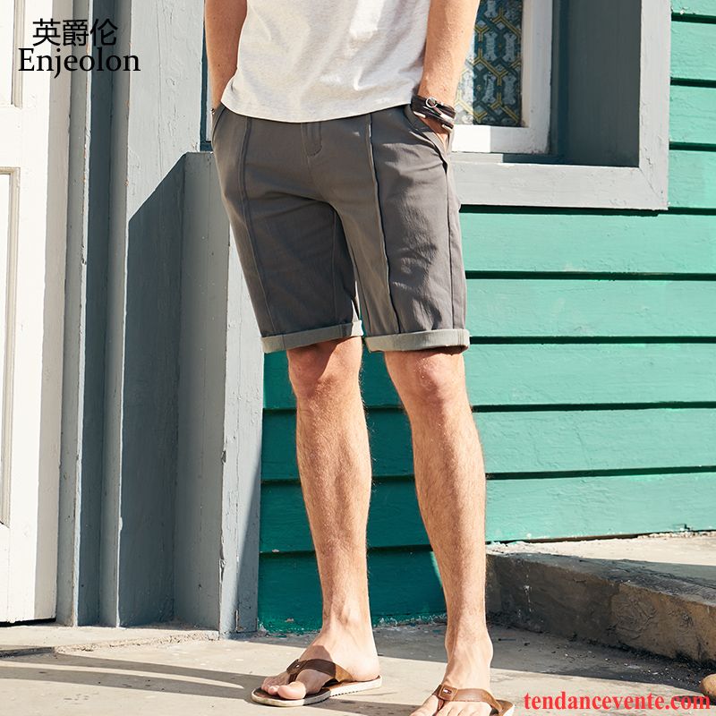 Shorts Homme Décontractée Été Slim Pantalon Jeunesse Mode Noir