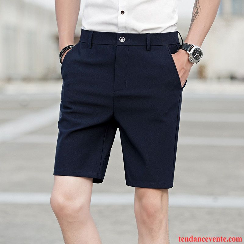 Shorts Homme Jeunesse Pantalon Slim Costume Été Tendance Bleu