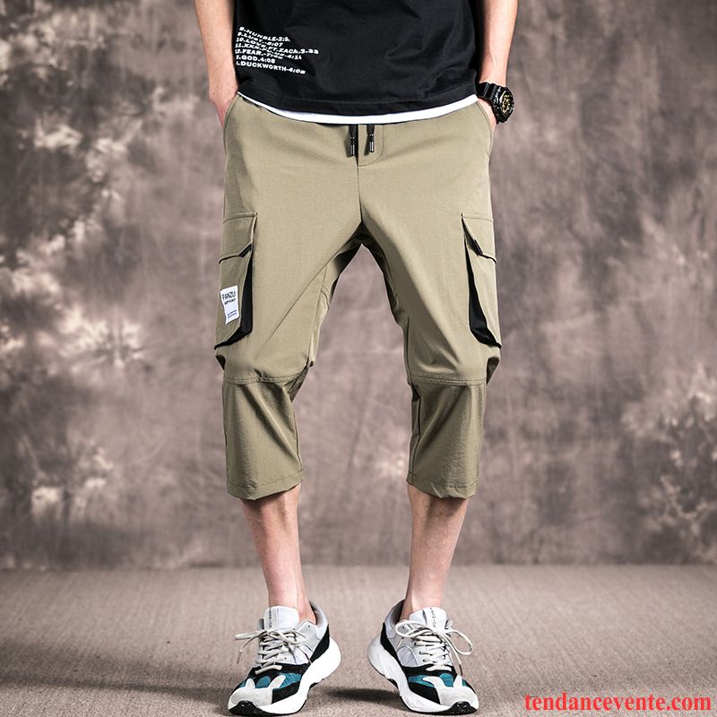 Shorts Homme Légère Tendance Pantalons Coupés Shorti Baggy Décontractée Vert