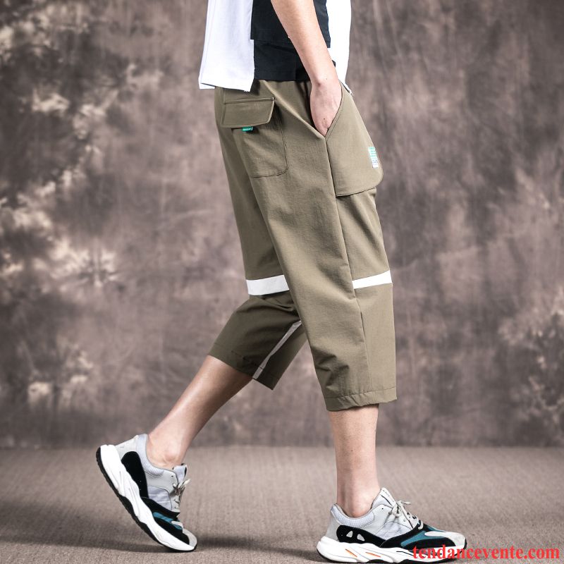 Shorts Homme Légère Tendance Pantalons Coupés Shorti Baggy Décontractée Vert