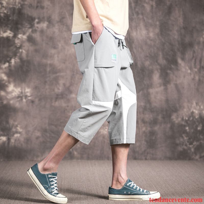 Shorts Homme Légère Tendance Pantalons Coupés Shorti Baggy Décontractée Vert