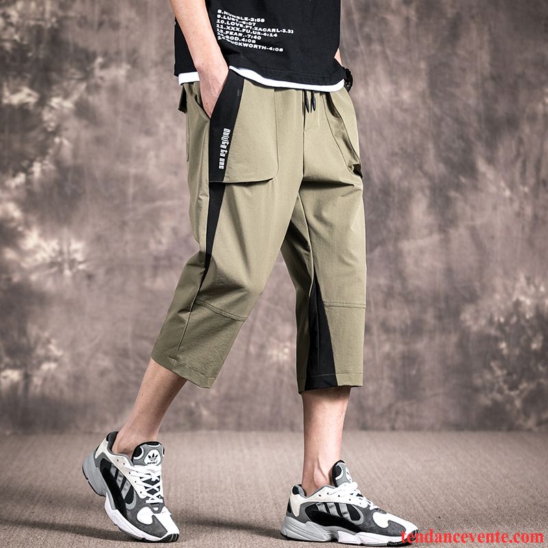 Shorts Homme Légère Tendance Pantalons Coupés Shorti Baggy Décontractée Vert