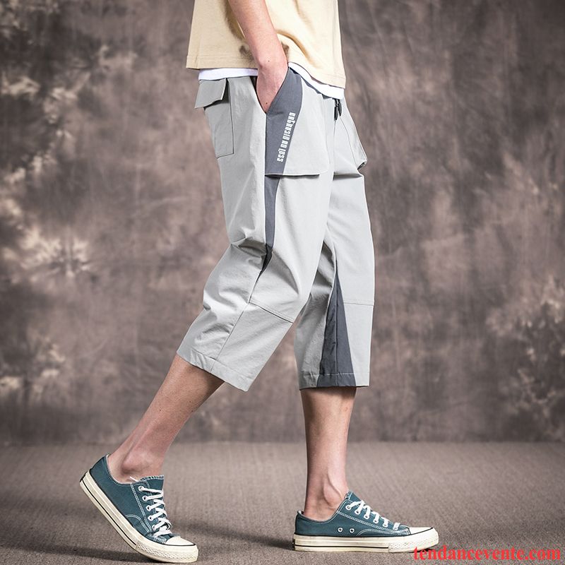 Shorts Homme Légère Tendance Pantalons Coupés Shorti Baggy Décontractée Vert