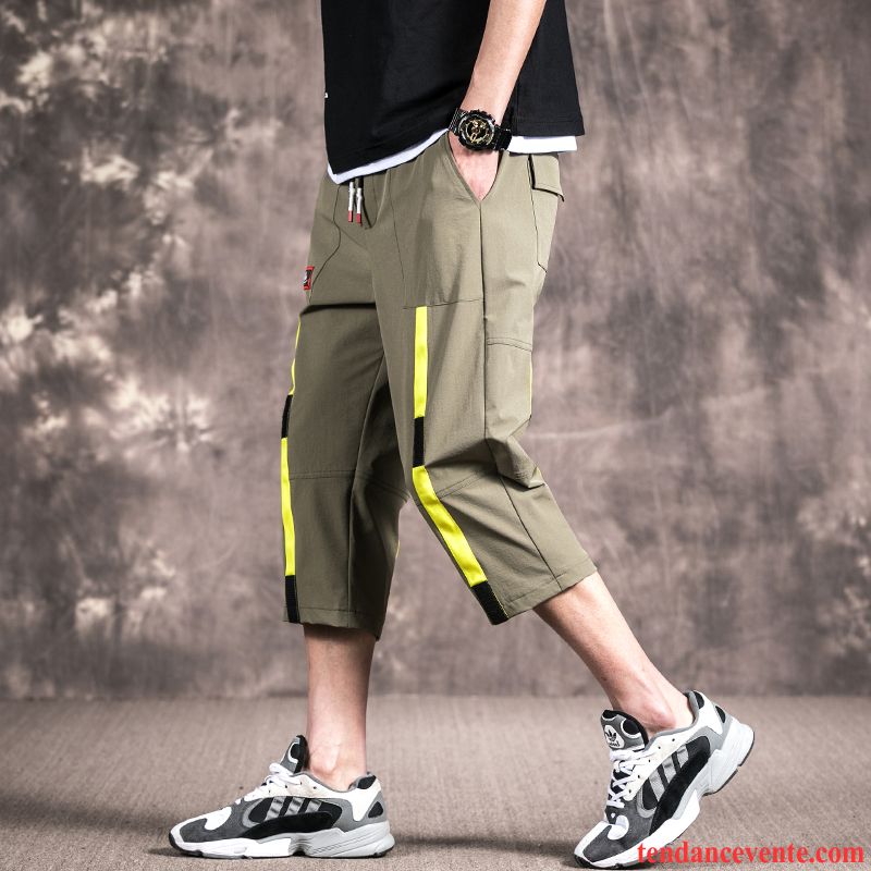 Shorts Homme Légère Tendance Pantalons Coupés Shorti Baggy Décontractée Vert