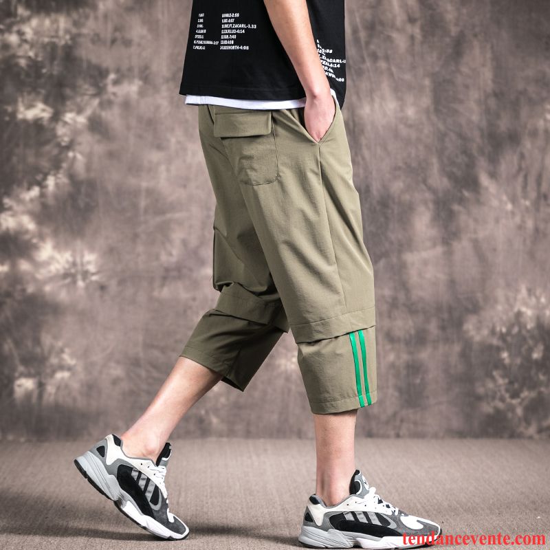 Shorts Homme Légère Tendance Pantalons Coupés Shorti Baggy Décontractée Vert