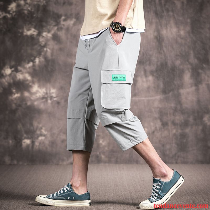 Shorts Homme Légère Tendance Pantalons Coupés Shorti Baggy Décontractée Vert