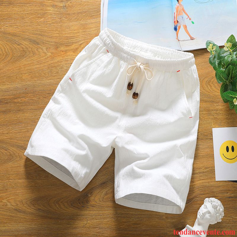 Shorts Homme Matelassé Shorti Plage Tendance Mince Été Blanc