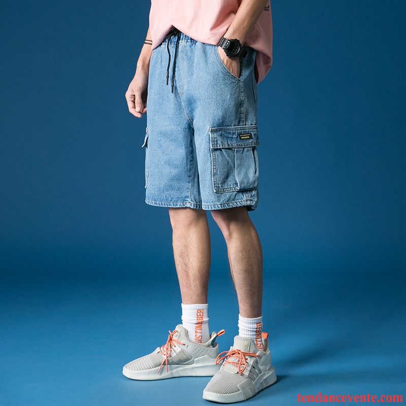 Shorts Homme Pantalon Décontractée Été Bureau Shorti Tendance Bleu