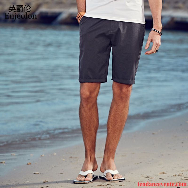 Shorts Homme Pantalon Été Légèrement Simple Shorti Slim Pure Gris