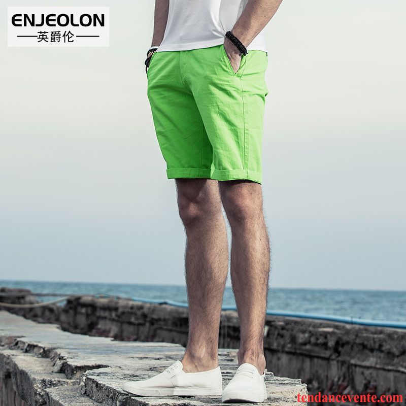 Shorts Homme Pantalons Simple Shorti Été Jeunesse Jambe Droite Pure Rouge