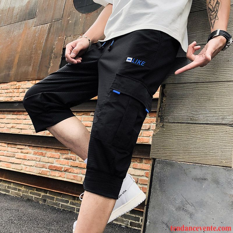 Shorts Homme Plage Légère Pantalon Tendance Bureau Baggy Noir